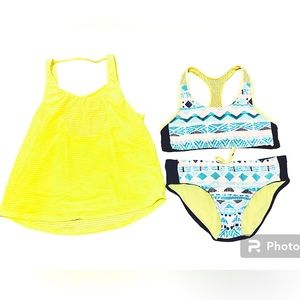 💚GERRY💚GIRLS 3 piece swim set :Lime green and Navy blue Good used condition!